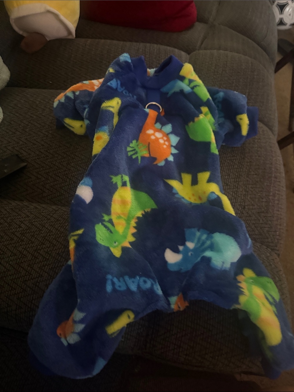 Blue Dinosaur Fleece Dog Pajamas - Cozy All-Over Print